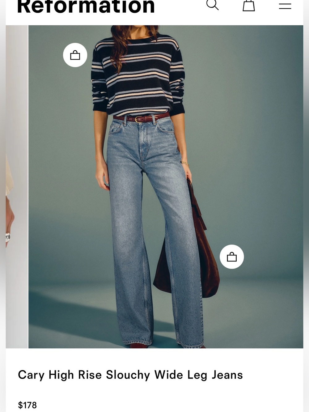 Reformation Cary High-Rise Slouchy Wide Leg Jeans — Colorado
